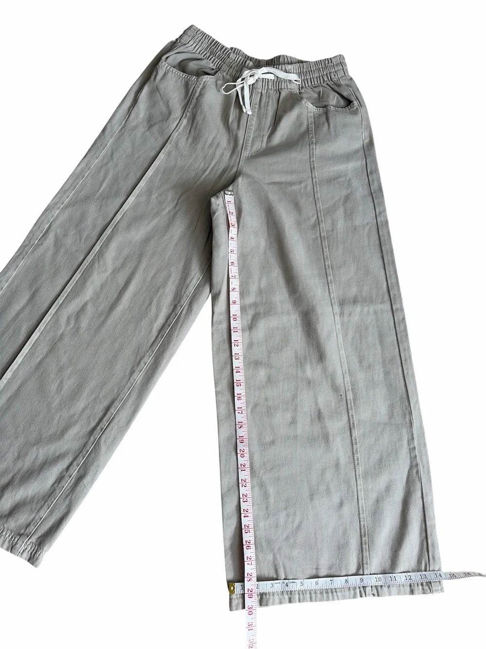 NWT Universal Thread Tan Denim Wide Leg Pull On Pant Size Medium - Picture 8 of 9